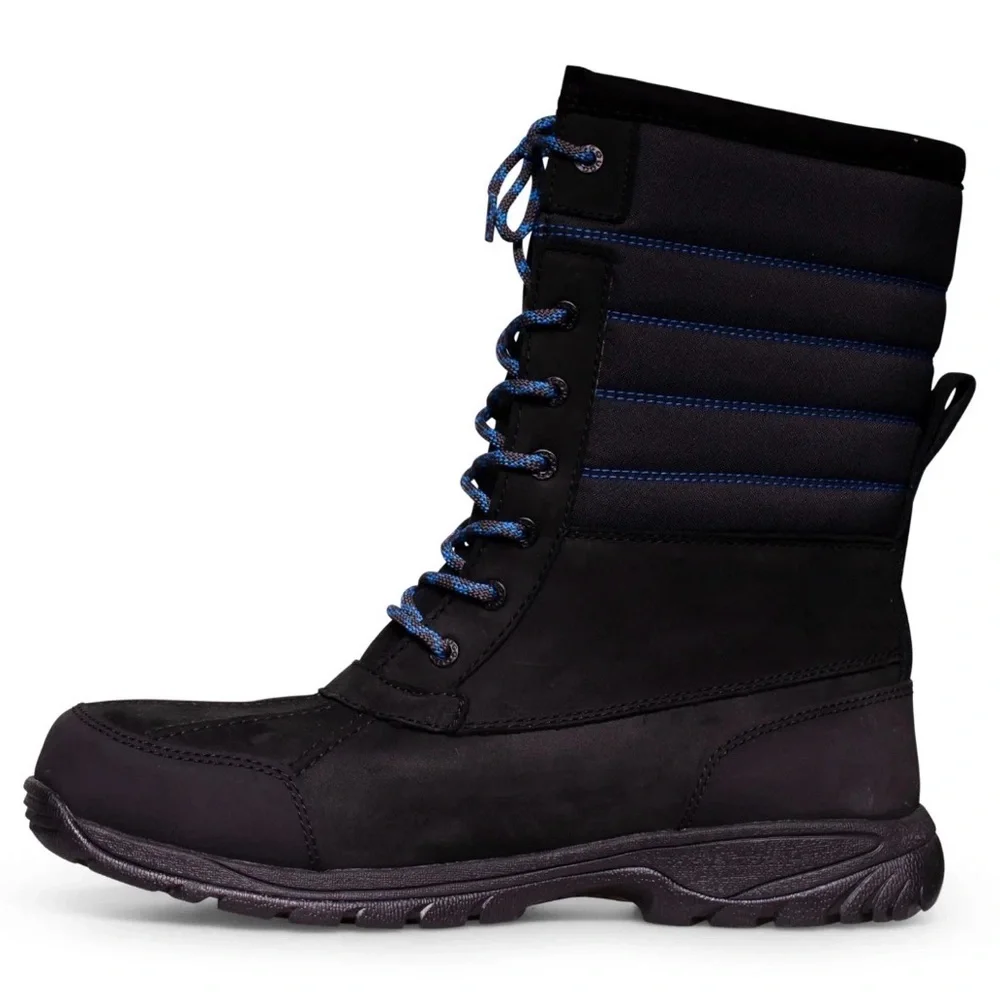 UGG BUTTE QUILTED BLACK BIG SKY LEATHER WATERPROOF WINTER MEN'S BOOTS SIZE US 13